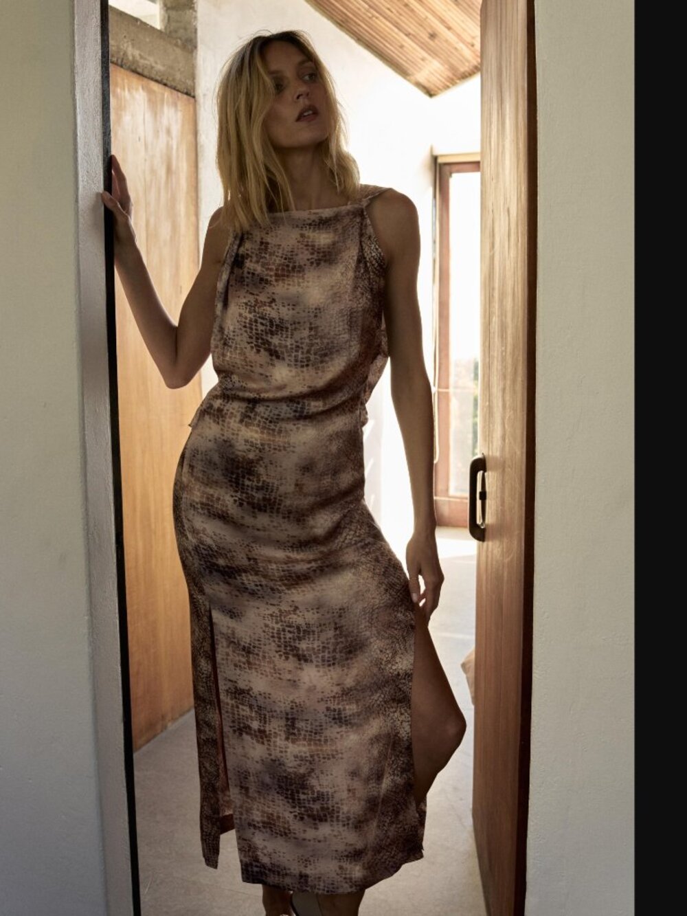 ZARA ZWCollection Women Snake Print Midi Dress Size M NWOT